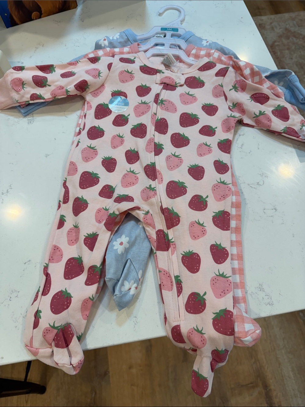 Hudson Baby Pink Strawberry Print Footed One-Piece